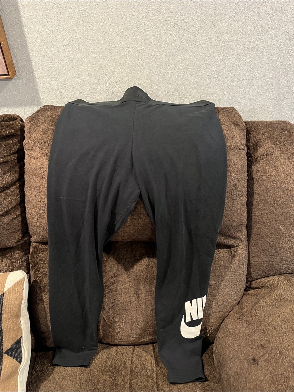 Nike Black Jogger Pants with White Swoosh Logo